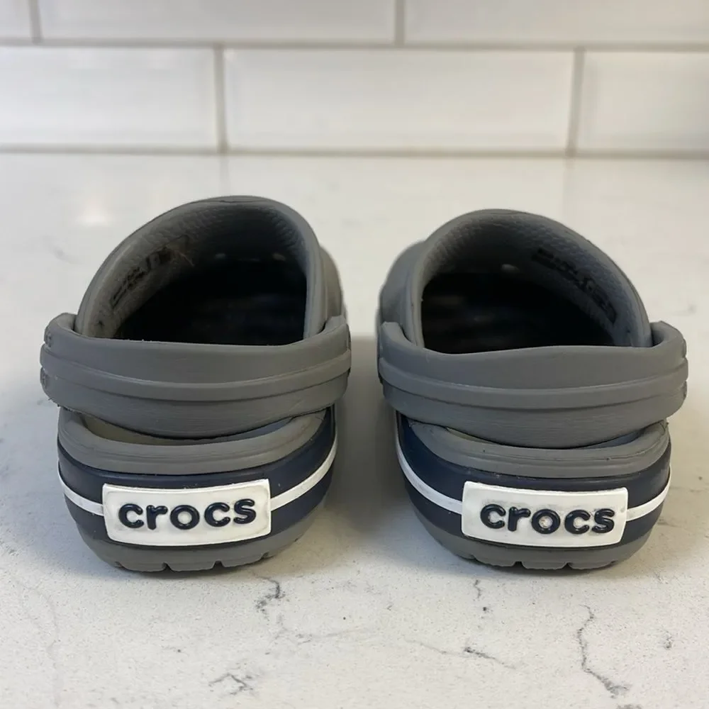 Crocs Unisex Kids Crocband Clog Size 4 Grey & Navy Blue